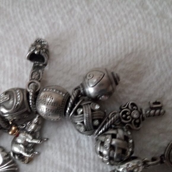 Brighton  charm bracelet loaded with 19 charms  beads 2 stoppers - Picture 9 of 14